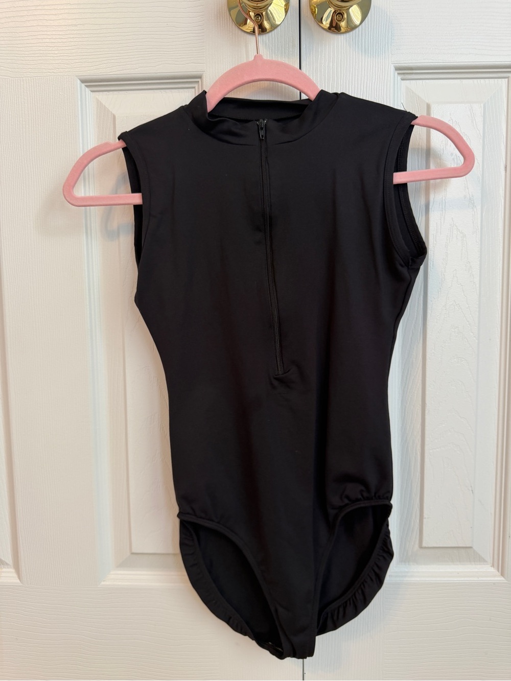 Black Sleeveless Bodysuit with Front Zip